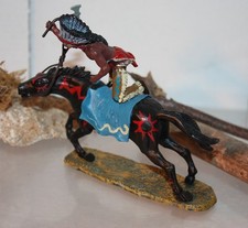 Indianerreiter vom Pferd springend, Lineol