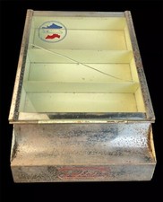 Vintage Verkaufsvitrine Geldschale Tischvitrine Frankreich Strumpfware Seldis