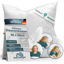 Daunenkissen 80x80 3-Kammer Kopfkissen aus 100% Daunen& Federn Made in DE B-WARE