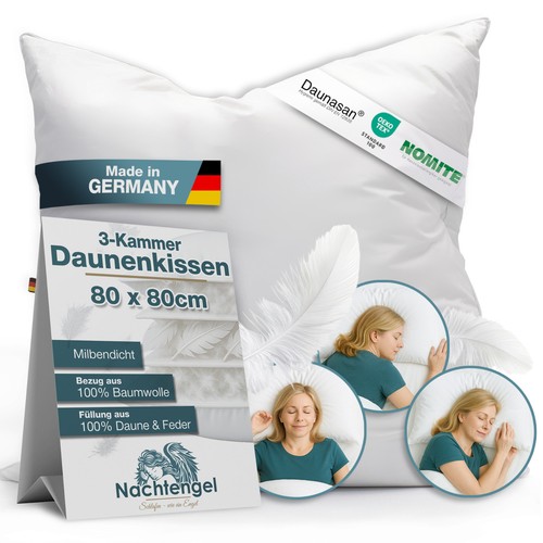 Daunenkissen 80x80 kammer - daunenkissen, 3-kammer
