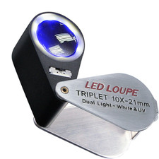 Juwelier Lupe 10X Fach vergrößerung LED Juwelierslupe, Metall Faltlupe mit LE...