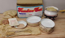 DDR Fondue Set Partyset Vintage Emaille FORON in OVP