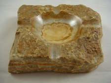 Vintage Naturstein Marmor Aschenbecher, massiv, 14 x 12 cm