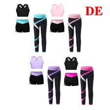 Trainingsanzug Mädchen Sport Crop Top mit Hose Leggings Tanz Yoga Set Sportanzug