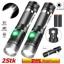 90000LM Taschenlampe USB Aufladbar Taktisch mit Zoom für Outdoor Mit Akku
