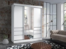 Schwebetürenschrank HAI 180 cm mit Spiegel Kleiderschrank Garderobenschrank