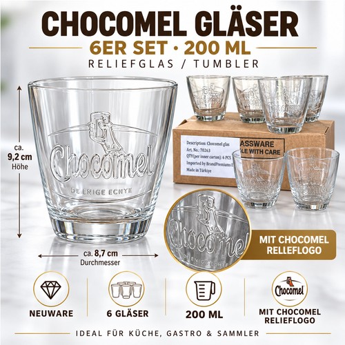 Chocomel reliefgläser 6er - chocomel, set