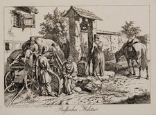 J. ERHARD (1795-1822), Russisches Militärleben,  1815, Radierung Romantik