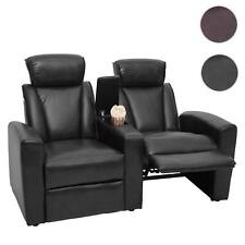 2er Kinosessel HWC-H30, Relaxsessel Fernsehsessel Staufach Kunstleder