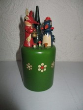 Sehr Seltene DDR Holz Spardose-Herr Fuchs & Frau Elster Handarbeit / Erzgebirge