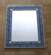 Spiegel Glasmosaik blau mir Holzrahmen