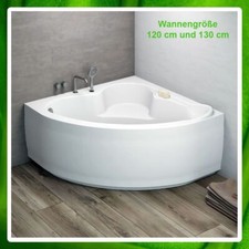 Eckbadewanne mit Sitz und runder Front, Badewanne klein bis groß, 120/130/140/1