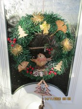 Kranz Türkranz Weihnachten Vogel Holz Türdekoration  Kunsttanne Strohstern Tanne