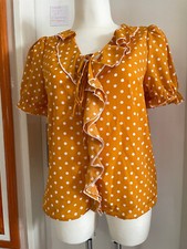 Damen-Tupfenbluse Gr.44 Gold Volant Neu