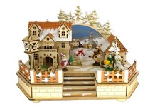 Spieluhr aus Holz mit LED "Winterdorf" Melodie "Oh, Tannenbaum"
