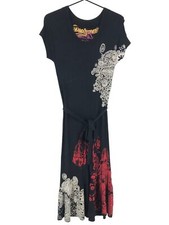 DESIGUAL Kleid Rundhals Lang Gürtel Damen Größe S