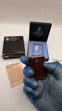 Vintage Ronson Varaflame Comet Burgundy Gold Plated Lighter, Boxed, Mint, England