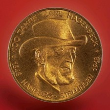 Medaille 100 Jahre Carl Hagenbeck, Hamburg-Stellingen,1848-19481948-40 mm
