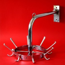 Runde Stahlrohr-GARDEROBE, drehbar, für Wandmontage, 50er Jahre