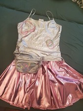 Partyoutfit Kostüm Disco Mottoparty metallic pink rosa 80er 90er Größe XL ?11