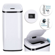 GEORGES Sensor Mülleimer eckig weiß 40 Liter automatisch öffnender Mülleimer