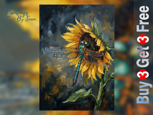 Libelle auf sonnenblume 5x7 - libelle,