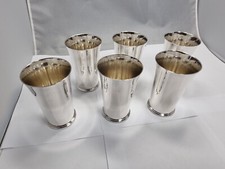 E48# 6 Trink - Becher Silber 925 punziert h: 12 cm Hammerschlag Dekor Deutsch