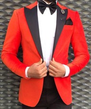 Designer Orange Samt Anzug