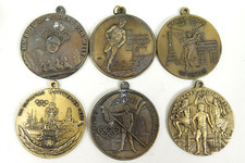 6 x Messing Olympiade Medaillen (1908-1936) Reproduktion 6,8 cm Ø
