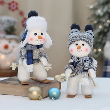 Blaue stoffpuppe schneemann - stoffpuppe,