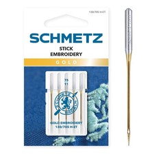 SCHMETZ-5 Nähmaschinen-Nadeln-Gold Stick (Embroidery) 130/705 H-ET Stärke: 75/11