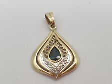 Gelbgold Saphir Anhänger / 8kt 333 Gold / 0,012ct Diamant / 1,4g