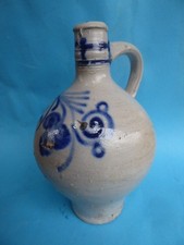 S 21 -    alter Krug Essigkrug Westerwald Salzglasur blau grau-  H ca 25 cm