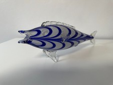 Murano Glasfisch blau weiß -