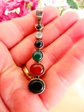 Silber 925 Sterling Silber Anhänger Stabanhänger Kettenanhänger 6 Edelsteine