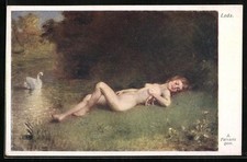 AK Leda weiblicher Akt und Schwan 