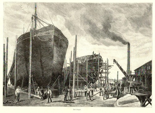 Auf stapel schiff - stapel., und