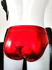 Glossy Red Herren Slip/Hipster, Wetlook-Style, Mega Sexy Spiegelglanz, Gr M - L