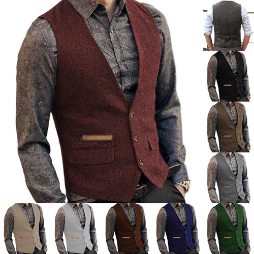 Burgund herren tweed weste - herren,