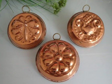 3x flache Kupfer Backförmchen Backform Kuchenform Puddingform Kupferform 90ml