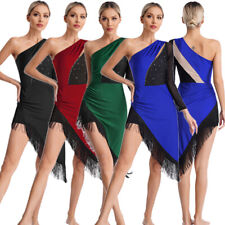 DE Freebily Damen Latein Tanzkleid Ein-Schulter Ballsaal Jazz Dance Kleidung