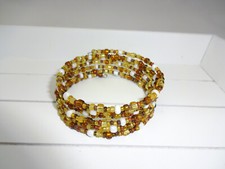 Spiralarmreif braun weiß 2-4 mm Rocailles Memory Wire Handarbeit Dawanda Etsy