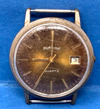 Armbanduhr Uhr Sutronic Quarz Herrenuhr DDR DEFEKT unvollständig für BASTLER !