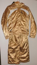 NP 800 €: Neuer Spyder Skianzug Gold, Gr. 164 cm Jacke, 170 cm Hose = 36 Damen