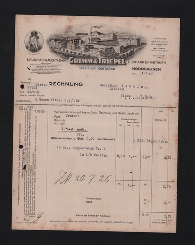 Nordhausen rechnung 1926 - nordhausen,,