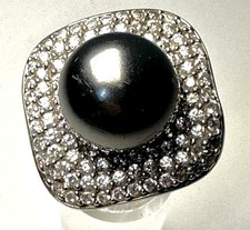 ? Wunderschöner Ring mit echter Tahiti-Perle und Zirkonia – Größe 55