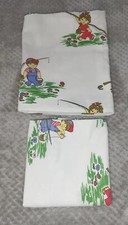 Schönes 2-tlg Kinder Bettwäsche-Set aus DDR Zeiten,weiß mit süßen Kinder-Motiven