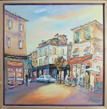 Montmartre gerahmt 60 x 60 cm Leinwandbild Bernhard Gerner  Malerei Braun Blau