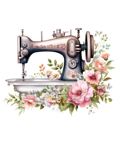Aquarell nähmaschine blumen - nähmaschine,