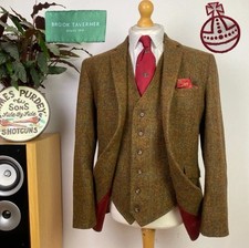 HARRIS TWEED (40R) Sakko + Weste Windowpane Tweed Anzug Brook Taverner sehr guter Zustand